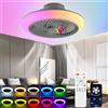 Oyajia Ventilatore da soffitto LED RGB Bluetooth da 50W con illuminazione, ventilatore da soffitto per la circolazione dell'aria, plafoniera rotonda dimmerabile