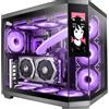 Mars Gaming MC-3TCORELCD Case Gaming ATX, Schermo IPS 7,2" Personalizzabile, Triplo Vetro Temperato Rimovibile, Struttura Doppia Camera, Supporto per Raffreddamento Liquido fino a 360mm, Nero