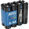 ANSMANN Batteria AA 2100 mAh NiMH 1,2 V, batterie ricaricabili con bassa autoscarica ideale per luce notturna, catena luminosa, torcia elettrica, stazione meteo, mouse da gioco, radio (8 pezzi)