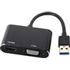 JSER Cavo adattatore da USB 3.0 e 2.0 a HDMI, VGA, HDTV, scheda grafica esterna per Windows, portatili e MacBook