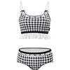 LittleForBig Set di biancheria da notte da donna con bretelle, top e pantaloncini intimi, babydoll a quadretti Lolita Bralette, Nero , S