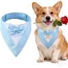 CENCERY Smoking per cani con papillon, collare a bandana da matrimonio per cani di taglia media, costume da cane per matrimoni, fidanzamenti e compleanni (Collo: 35-45 cm, Blu)
