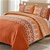 WONGS BEDDING Set di biancheria da letto king size, 3 pezzi, arancione bruciato/ruggine, leggero con stampa geometrica, con 2 federe, morbido set di biancheria da letto bohémien, per letto king size 228 x 264 cm