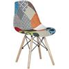 BUYBUY Sedia serie Picasso in PP con seduta in spugna ricoperta con stoffa in stile patchwork, piedi in legno di faggio e metallo Patchwork PIC002