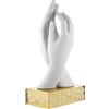 BONGELLI PREZIOSI Scultura Mani Lisce 19cm Bianco Base Oro Marmorino