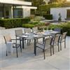 MIlani Home DEXTER - set tavolo in alluminio cm 160/240 x 90 x 75 h con 8 poltrone Venus