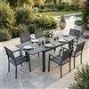 MIlani Home DEXTER - set tavolo in alluminio cm 160/240 x 90 x 75 h con 6 poltrone Venus