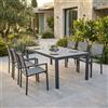 MIlani Home DEXTER - set tavolo in alluminio cm 200/300 x 100 x 74 h con 6 poltrone Venus