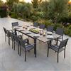 MIlani Home DEXTER - set tavolo in alluminio cm 200/300 x 100 x 74 h con 10 poltrone Venus