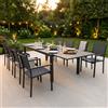 MIlani Home DEXTER - set tavolo in alluminio cm 200/300 x 100 x 74 h con 8 poltrone Venus