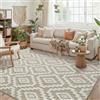 PureCozy Tappeto Salotto 150x210cm Beige Bianco Antiscivolo Lavabile Grande Camera da Letto Tappeti 3D Geometrico Moderno Carpet Sala Soggiorno Cameretta Bambino Pelo Corto Rug