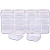 BENECREAT 18 Pack contenitori di plastica Trasparente per contenitori con Coperchio Pieghevole per Articoli, Pillole, Erbe, Perline, Gioielli Manualità e Altri Piccoli Oggetti 3,7x3,7x1,8 cm