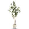 MAIA SHOP Olivo artificiale Flair 150 cm Minimal, pianta finta da interno con tronco naturale, albero decorativo realistico per casa ufficio hotel
