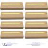 QENETY Base in legno illuminata a LED, base per display con luci a LED, 10 cm, piedistallo rettangolare per decorazione della casa in vetro cristallo e resina (8 pezzi)