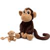 Les Déglingos PTIPOTOS by Les DEGLINGOS - ZAZOU Le Scimmie Maman/Bebe - Peluche ultra morbido - Regalo nascita compleanno Natale - 26 cm - Cioccolato