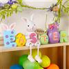 Lulu Home Ornamento da tavolo pasquale, 21,1 cm di lunghezza x 15 cm di altezza x 5,1 cm di larghezza, in resina, con gambe pendenti, adorabile statua di coniglio pasquale con uova di Pasqua per