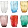 Zafferano 32 cl - Perle Bicchiere Acqua Pallini Bianchi in Vetro - Set 6 Pezzi