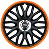AUTO-STYLE J-Tec J14519 Set Di 4 Copricerchi Orden R 14 Pollici Nero/Arancione + Anello Cromato, Chrome, 35,5 Cm