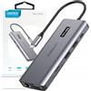 CHOETECH Hub multifunzionale Choetech con display 12W1 da Usb-C a 1Xusb-C/4Xusb-A/2Xhdmi/1Xvga/1Xaux/lettore di schede di memoria grigio (Hub-M26)