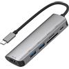 Eko, Hub 6in1 HDMI4K SD Micro-SD USB3.0 USB-C a USB Tipo-C, grigio