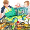 JKGIFTS Camion Dinosauro Giocattolo per Bambini 3-5 Anni, Triceratops Camion Bisarca da Trasporto con 15 Personaggi Dino Tappetino da Gioco per Attività Uovo di Dinosauro e Alberi Set da Gioco Fuga pe