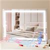 VEVOR Specchio per Trucco Illuminato con Lampadine LED da Banco Specchio per Trucco 3 Modalità di Illuminazione a Colori con Specchio Ingranditore 5X Bluetooth Controllo a Tocco 797x547mm, Bianco