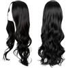 SDXCJY Parrucca lunga ondulata nera 27'' - capelli ricci completi, riga centrale, sintetico, affascinante per uso quotidiano, Carnevale, Carnevale