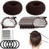 lasuroa Kit Chignon Bambine, 2 Mini Donut per Capelli, 10 Reti Invisibili, 20 Forcine, 5 Elastici per Ragazze Danza Balletto Festa (Marrone)