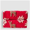 BenasciuttiCasa Plaid in Lana Cotta Rosso Natale con Cervi e fiocchi - Soffice e Accogliente per Casa