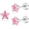 FACOKO Orecchini da donna Orecchini a Bottone in Titanio con Zirconi Rosa a Stella 5MM Senza Nickel Ipoallergenici (Stella rosa CZ-5MM)