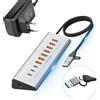 REAGLE Hub Usb Attivo Con Alimentatore 36W 10 Porte Usb 3.2 Splitter Reagle Splitter