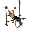 HOMCOM Panca Multifunzione Stazione Fitness Panche e Attrezzi Nero e Giallo 175L x 110P x 202Acm in Acciaio, PVC, EVA Homcom|Aosom