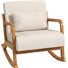 HOMCOM Sedia a Dondolo in stile Retrò, Legno di Gomma, 64,5 cm x 92 cm x 81,5 cm, Beige + Marrone