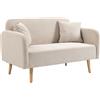 HOMCOM Divano a Due Posti, Design Moderno, Include 2 Cuscini, Gambe in Legno, 130 x 70 x 80 cm, Crema