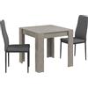HOMCOM Set da Pranzo Moderno 3 Pezzi con Tavolo Cucina 80x80cm e 2 Sedie Eleganti Grigio per Arredare la Tua Cucina con Stile e Comfort |Aosom