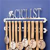 Qthrone Porta medaglie Ciclismo Doppio - Medagliere da Parete Ciclista Inox Spazzolato - Cycling Medal Display Holder