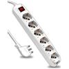 V-TAC Multipresa Ciabatta Elettrica Spina 16A 2P+T 0/16A Schuko Cavo 1,5 Metri Max 2500W 3X1.0 mmq (6 Posti)