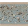 Dundee Deco DDAZBD9085 - Bordo adesivo per carta da parati, motivo damascato, oro, marrone, grigio, foglie, design retrò, 4,57 m x 17,78 cm, autoadesivo