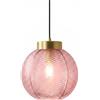 LFsem Lampada a Sospensione Vintage,Sfere in Vetro con Venature Fogliari, Metallo Oro E27 Lampadario Sospeso da Soffitto per Camera da letto, Sala da pranzo, Loft e Ristoranti (Rosa, 20cm)