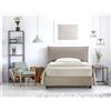 EVERGREENWEB MATERASSI & BEDS EVERGREENWEB Letto una Piazza e Mezza con Contenitore 120x195 cm, Elegante Struttura Imbottita per Adulti e Ragazzi, Rete a doghe in Legno Inclusa, Moderna Testiera Rivestimento SFODERABILE Tortora