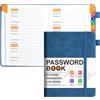 KAFENDA Libro delle password con schede alfabetiche, Rubrica per accessi siti web, formato tascabile 15,5 x 12,3 cm, copertina rigida in pelle PU