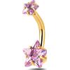 NovaNavel Piercing ombelico con doppia stella rosa in oro