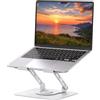SOUNDANCE Supporto per computer portatile con base girevole a 360°, Riser ergonomico per scrivania, altezza regolabile Muti-Angle, supporto stabile in metallo per notebook da 10-15,6, bianco