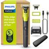 Philips OneBlade 360 Autentico Collegato Rasoio elettrico per viso e corpo, regolabarba e spazzola, lama 360 e originale, pettine regolabile 5in1, kit per il corpo, custodia da viaggio, QP4631/65