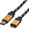 ROLINE Cavo ROLINE GOLD USB 3.2 Gen 1, USB A - Micro B, ST/ST, confezione blister, 2 m