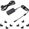 Ewent Caricatore Universale 45W per PC Portatile, Alimentatore Notebook a 8 Connettori (NO USB-C) per Samsung, Acer, HP, ASUS, Toshiba, Protezione OTP/OVP/OCP/OLP, Cavo DC 1.5mt - Cavo AC 1.5mt