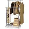 Perfetto Più Appendiabiti, Attaccapanni, Steder con Ruote - Gastone - Base di appoggio e Tubi Estensibili Regolabili in Lunghezza e in Altezza, 88/138x44xh94/166 cm - 2 Barre, Colore Cenere