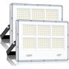 LAMLAMCK 100W Faretto LED Da Esterno - 2 Pezzi 10000LM 180 LEDs Super Luminoso Faro LED, Faretti Da Esterno Impermeabile IP67, 7000K Bianca Fredda Lampada per Garage, Cortili, Fabbriche, Strade, Stadi