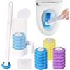 Eclove Scopino Usa e Getta, Scopino per WC con 18 Ricariche Detergenti, Sistema di Pulizia per WC con Detersivo, Spazzolone Monouso Ricambio Scopino per il Bagno, Set per WC da Parete