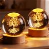 Behogan 2 sfere di cristallo decorative: 6 cm, cristallo bianco con base in legno, sfera di vetro, incisione interna laser, sfera di cristallo 3D, fermacarte a forma di albero della vita, per regalo e